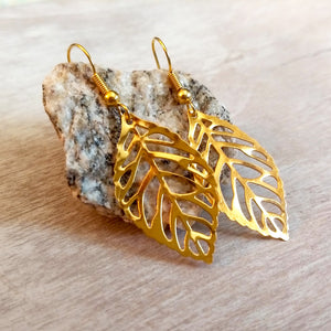 Golden Leaf Nature-Inspired Earrings